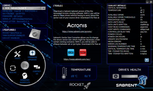 sabrent rocket control panel