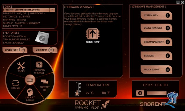 sabrent rocket control panel