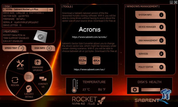 sabrent rocket control panel