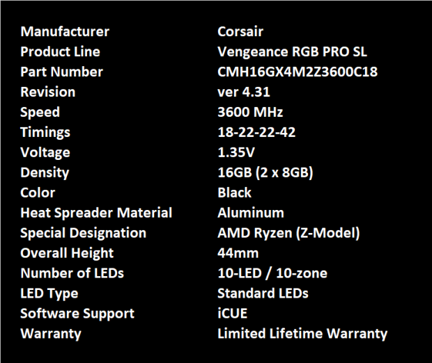 afbryde Tekstforfatter PEF Corsair Vengeance RGB PRO SL (AMD Ryzen) DDR4-3600 16GB RAM Kit Review