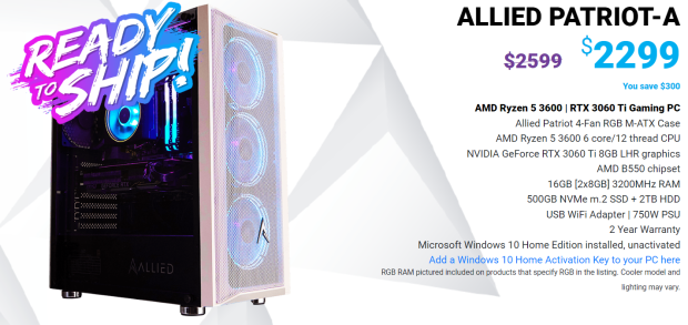 Allied Gaming Stinger Gaming Desktop AMD Ryzen 5 5600X 16GB RGB