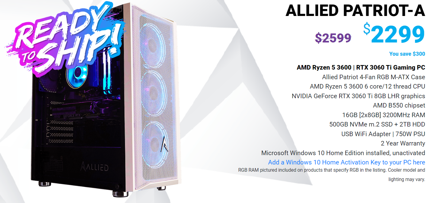 Allied Patriot-A Gaming PC Review: Ryzen 5 5600X + RTX 3070 8GB LHR