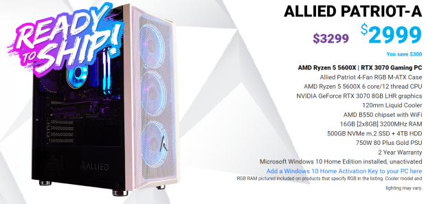 Allied Patriot-A Gaming PC Review: Ryzen 5 5600X + RTX 3070 8GB LHR 215
