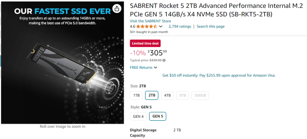 Grab a 2TB Gen5 SSD with Sabrent's super-fast Rocket 5 2TB at a special price on Amazon 06