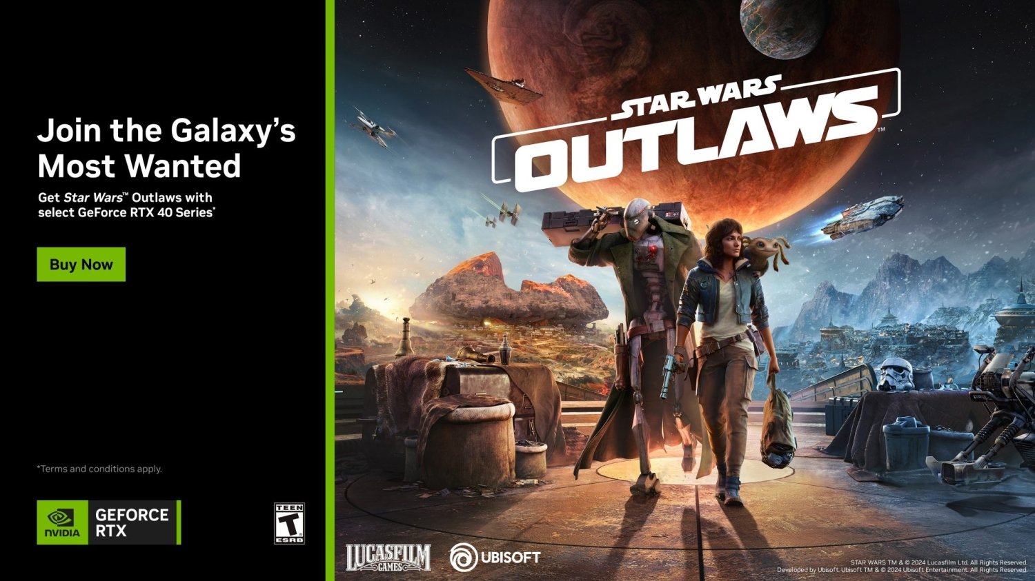 Get a free copy of Star Wars Outlaws when you purchase a GeForce RTX 40 Series GPU or laptop