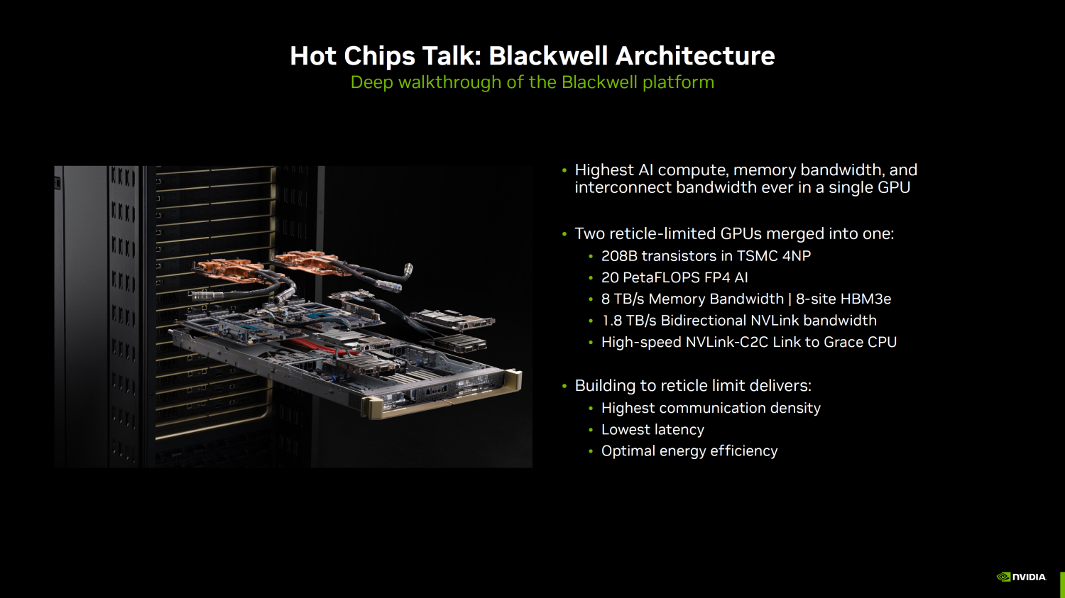 NVIDIA to deep dive into the Blackwell GPU architecure at Hot Chips 2024 next week