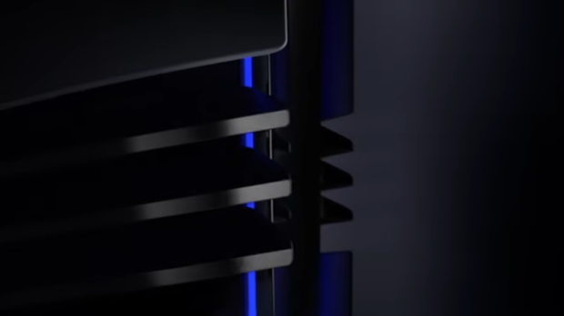A close-up shot of the PS5 Pro's side stripes, which could potentially be new exhaust vents.
