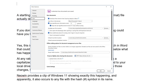 One workaround is to turn on the option to 'Don't show the Backstage...' (Image Credit: Microsoft / <em>TweakTown</em>)