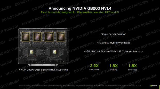 NVIDIA unveils GB200 NVL4: four Blackwell GPUs, dual Grace GPUs, 1.7TB memory, 5400W of power 28