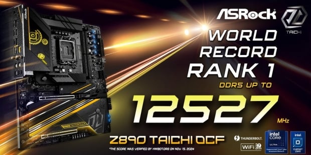 ASRock's Z890 Taichi OCF motherboard sets new world record, DDR5-12527 MHz