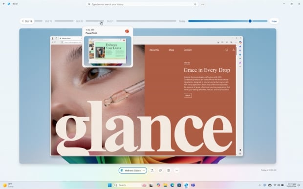 Recall's Timeline of snapshots (Image Credit: Microsoft)