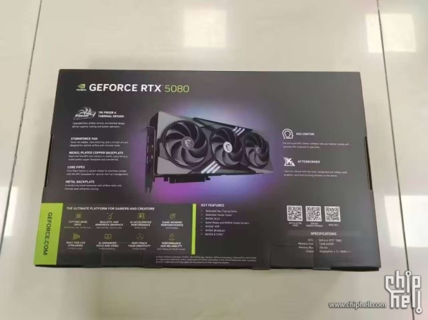 MSI GeForce RTX 5080 GAMING TRIO retail box teased: 16GB GDDR7 on 256-bit memory bus 13