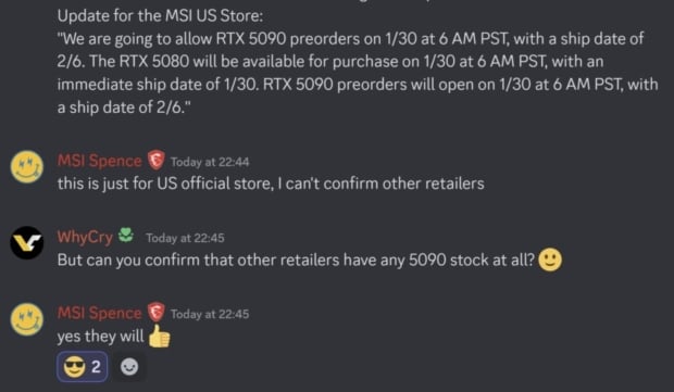 MSI delays official US store availability of flagship GeForce RTX 5090 until February 6 08