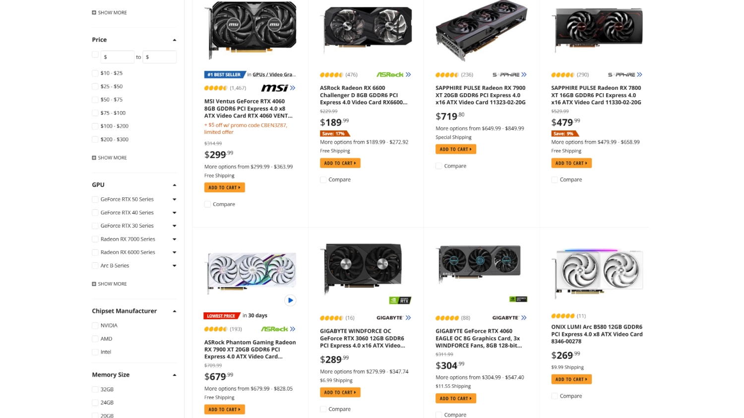 5 of the Top 10 best selling GPUs on Newegg right now are AMD Radeon cards