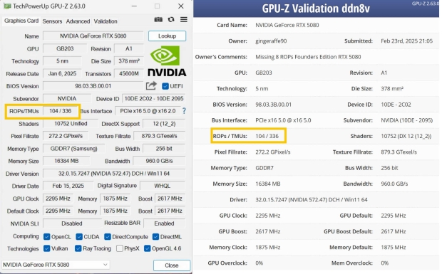 NVIDIA admits: yeah sorry, our new GeForce RTX 5080 has missing ROPs as well
