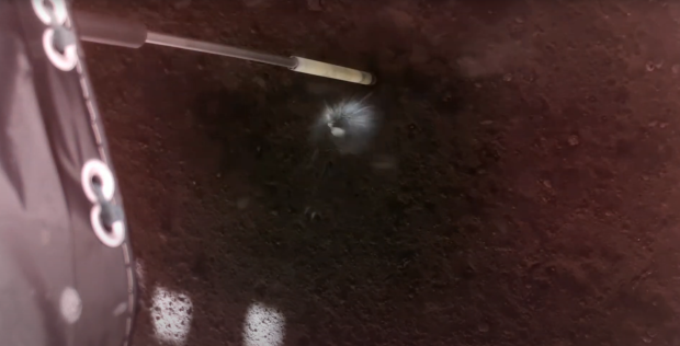 Lunar lander films sparks and explosions on the surface of the Moon