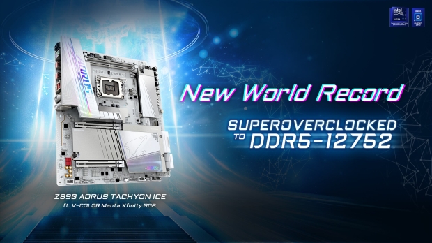 World record DDR5-12752 memory speed set on Z890 AORUS TACHYON ICE motherboard