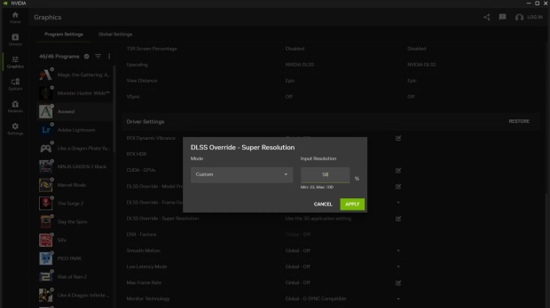 You can fine-tune the DLSS render resolution in the NVIDIA App.
