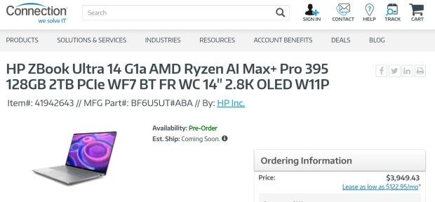 HP ZBook Ultra 14 G1a laptop pre-orders: up to 16C/32T AMD Strix Halo APU, 128GB RAM for $3949 302