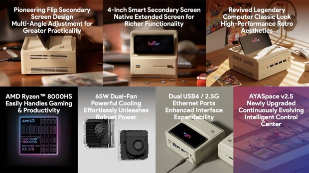 AYANEO updates cute little AM01S Retro Mini-PC with built-in touchscreen, AMD Strix Point APU 305