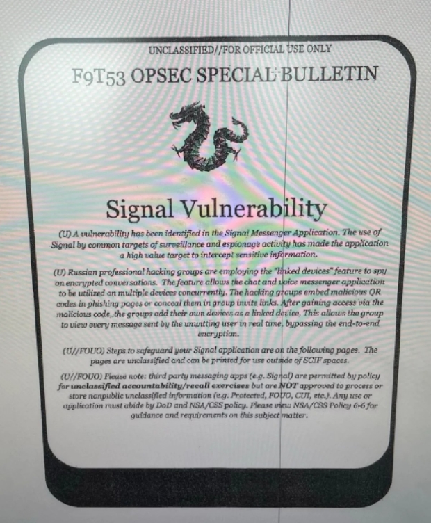 Pentagon responds to White House national security fumble with warning about Signal 1233