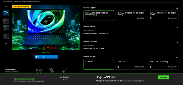 Razer's new Blade 16 and Blade 18 gaming laptops: RTX 5070 Ti Laptop GPU model starts at $2999 602
