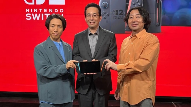 Switch 2 producer Kouichi Kawamoto (left), technical director Tetsuya Sasaki (middle), director Takuhiro Dohta (right)