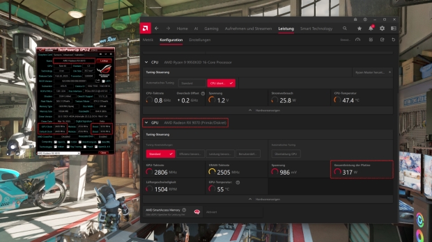 Radeon RX 9070 flashed with Radeon RX 9070 XT BIOS, image credit: PC Games Hardware.