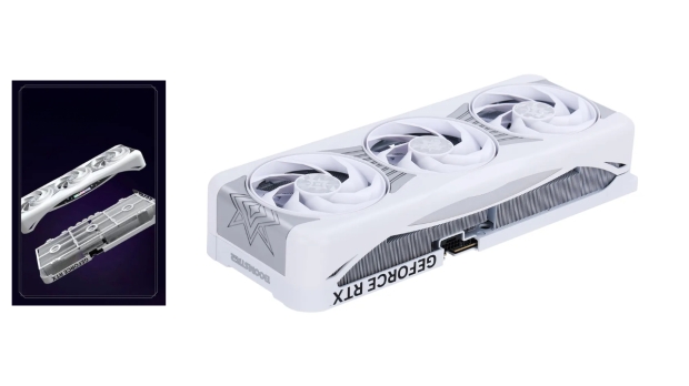 The GeForce RTX 5090D Boomstar Luna features a magnetic shroud entirely detachable from the GPU.