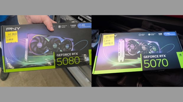 Discounted GeForce RTX 50 Series GPUs have been put on sale at various Walmart stores, image credit: Reddit/CPrizzy/redandblack1287.