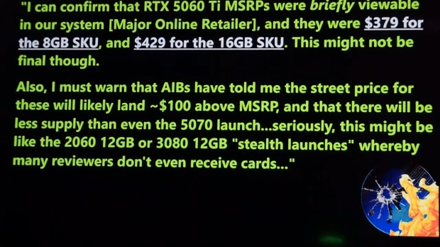 A source at a major online retailer spilled the pricing beans to MLID (Image Credit: Moore's Law is Dead / YouTube)