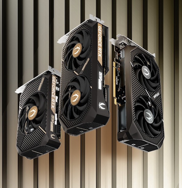 Zotac's new Blackwell models, with the RTX 5060 Solo on the left (Image Credit: Zotac)