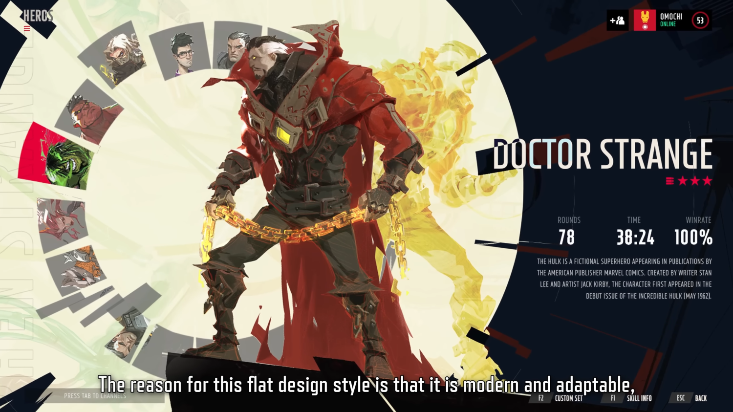 Marvel Rivals' early UI featured a darker, grittier art style