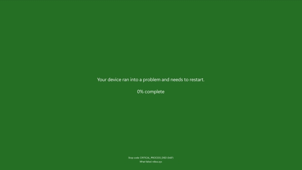 The green screen simply indicates that this is a preview build, it's not the chosen color for the finished design (Image Credit: Microsoft)