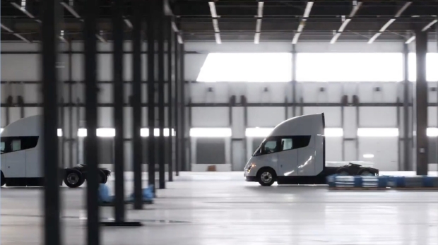 Tesla provides Semi factory update video, unveils new Tesla Semi logo