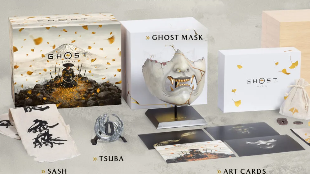 Ghost of Yotei 面頬 鍔 ペーパークラフト アートカード4種セット Ghost of Yotei コレクターズエディション 怨霊の面頬 新品+アート