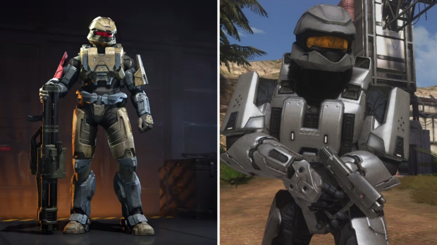<em>Scout Armor</em> (Left: <em>Halo Infinite</em>, Right: <em>Halo 3</em>)