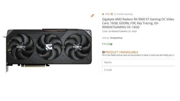 GIGABYTE Radeon RX 9060 XT GAMING OC 16GB listed by Brazilian outlet Terabyteshop.