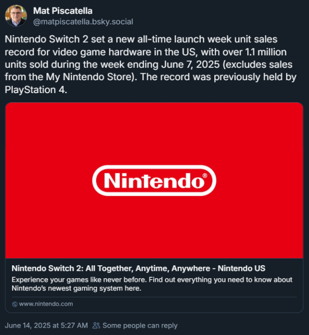 Nintendo Switch 2 shatters all-time launch week sales record for video game hardware 65165651