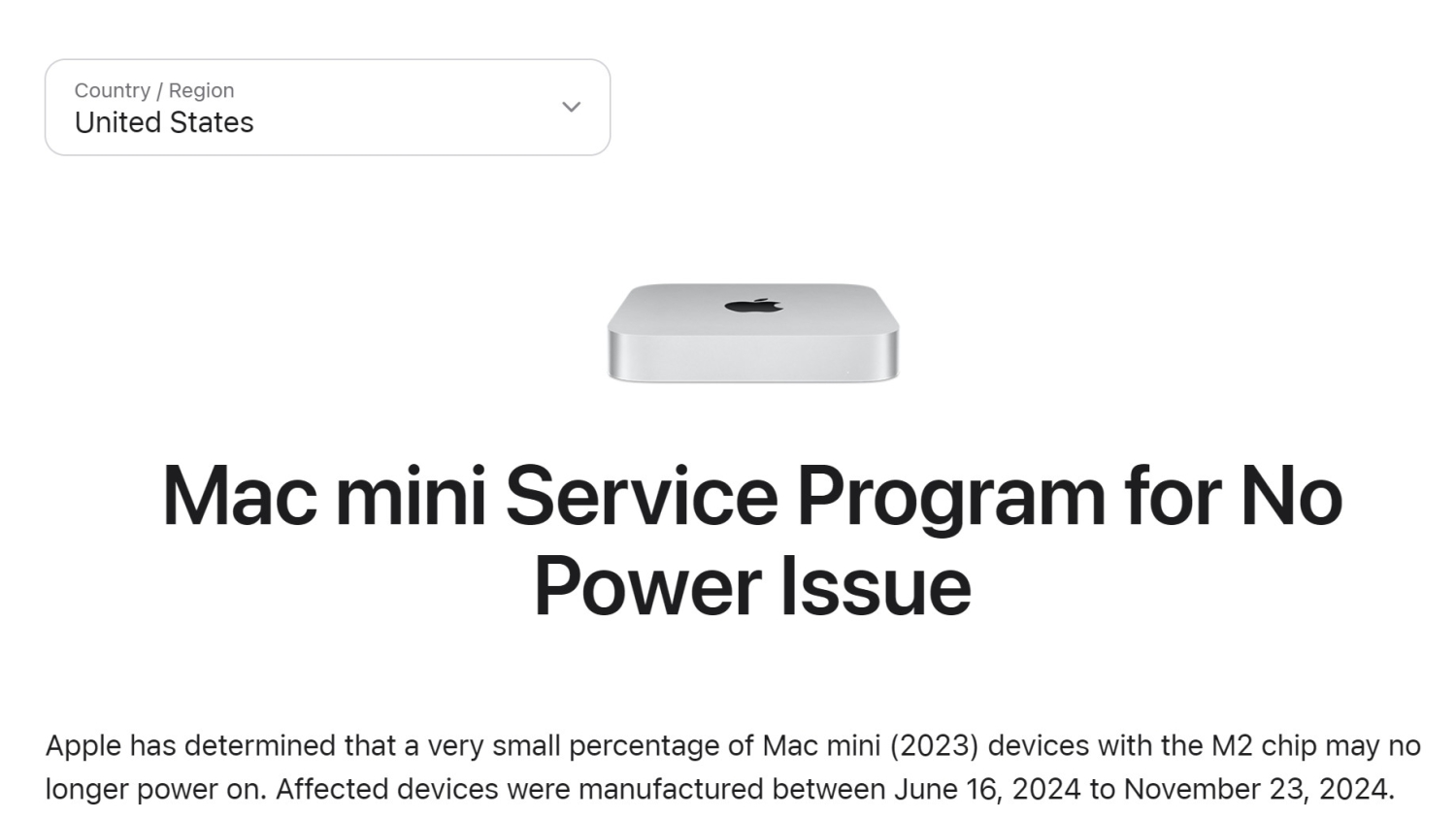 Apple admits issue with Mac mini M2 no longer powering on