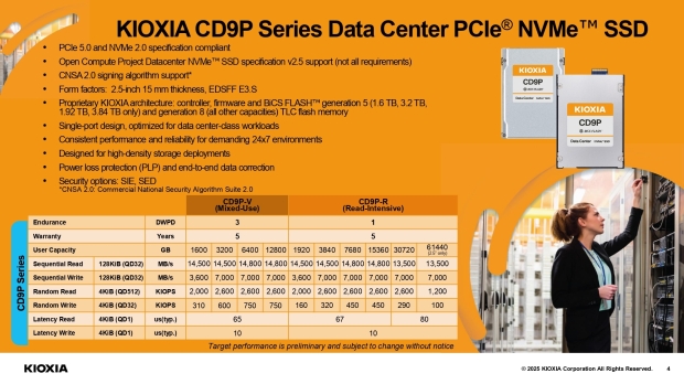 The new KIOXIA CD9P Series PCIe 5.0 NVMe SSD, image credit: KIOXIA.