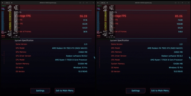 Redditor Virtual-Cobbler-9930 showcasing FSR 4 working on a Radeon RX 7900 XTX compared to FSR 3 in Cyberpunk 2077, image credit: Reddit/Virtual-Cobbler-9930.