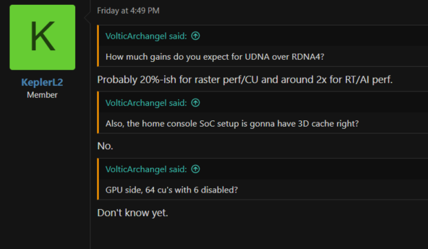 AMD's next-gen UDNA GPUs for new Radeon, PlayStation 6, Xbox: 20% faster raster, 2x in RT, AI 89