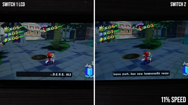 The LCD panel on the Nintendo Switch 2 features worse response times than the original Switch, leading to a blurry image with ghosting, image credit: YouTube/Digital Foundry.