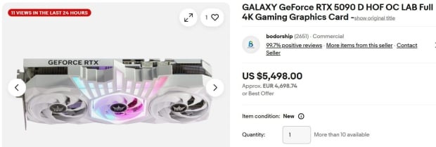 GALAX RTX 5090D HOF OC Lab hits eBay with an eye-watering starting price of $5500 89