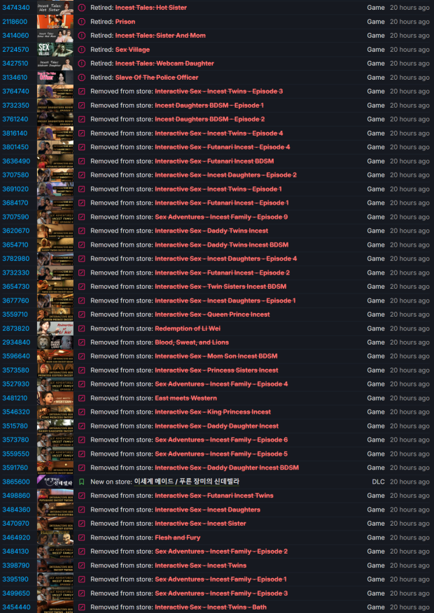 Valve silently removes incest and slave adult games from Steam 16516565