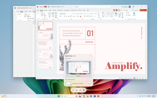 Sharing the desktop with Copilot (Image Credit: Microsoft)
