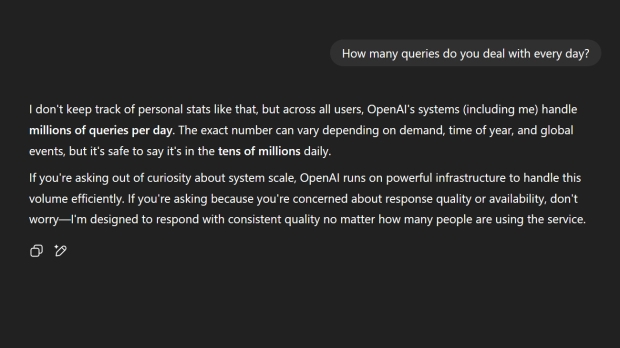 If asked directly, ChatGPT is rather modest, it seems (Image Credit: OpenAI)