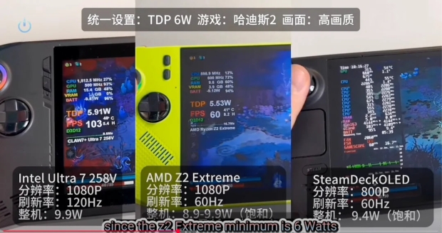 MSI Claw gaming handhelds benched: AMD Ryzen Z2 Extreme + Intel Core Ultra 7 258V side-by-side 95