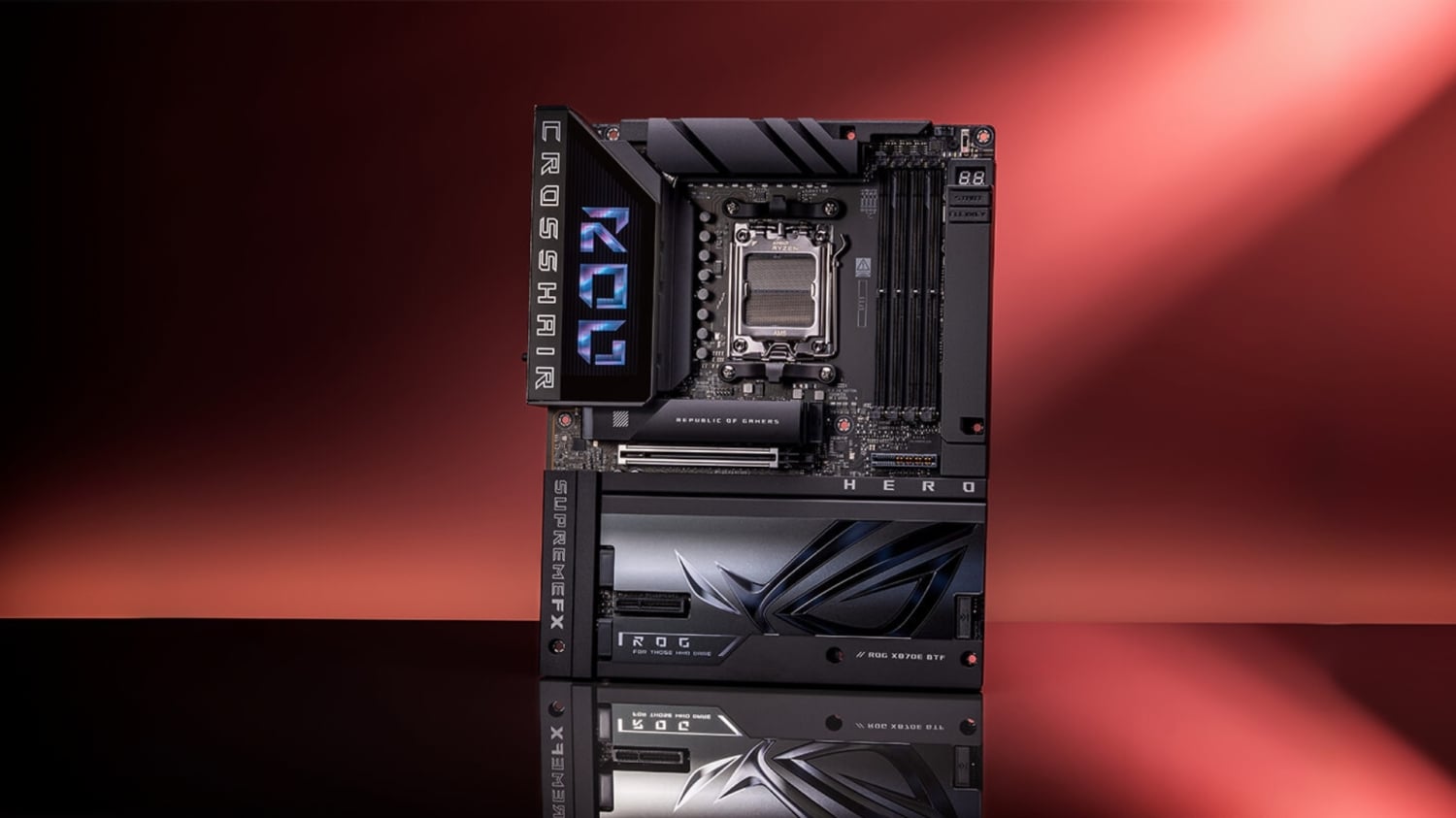 TweakTown Enlarged Image - ASUS's new ROG Crosshair X870E Hero BTF motherboard even puts GPU power on the reverse side, image credit: ASUS.